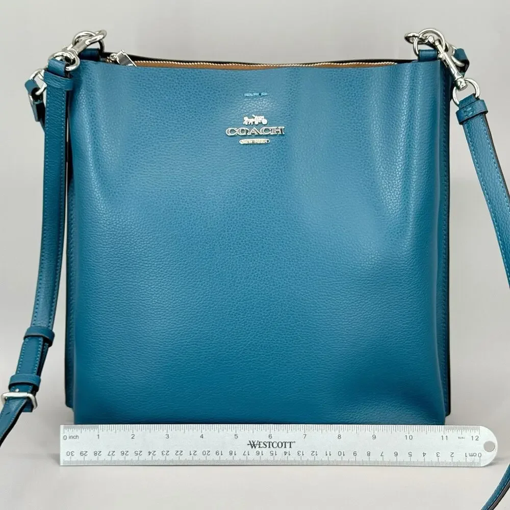 Coach Mollie Bucket Bag 22 Teal Blue Leather Duffle Shoulder Bag Purse